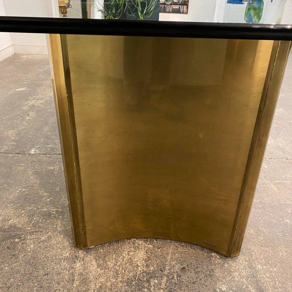 Dining Table with Solid Brass Pedestals by Mastercraft 2