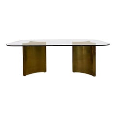 Dining Table with Solid Brass Pedestals by Mastercraft