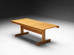 Dining Table with Trestle Base in Solid Pine Wood
