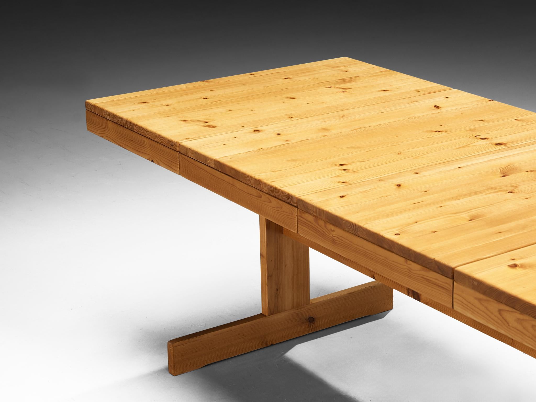 European Dining Table with Trestle Base in Solid Pine Wood For Sale