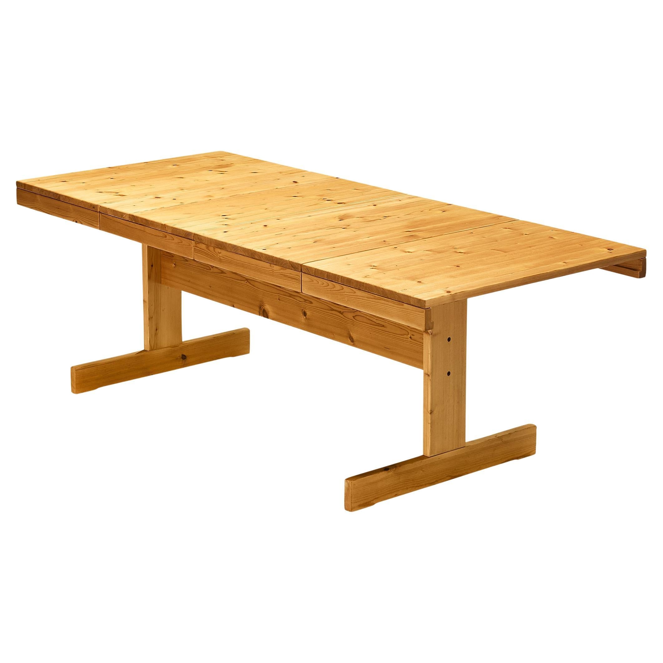 Dining Table with Trestle Base in Solid Pine Wood