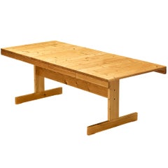 Dining Table with Trestle Base in Solid Pine Wood