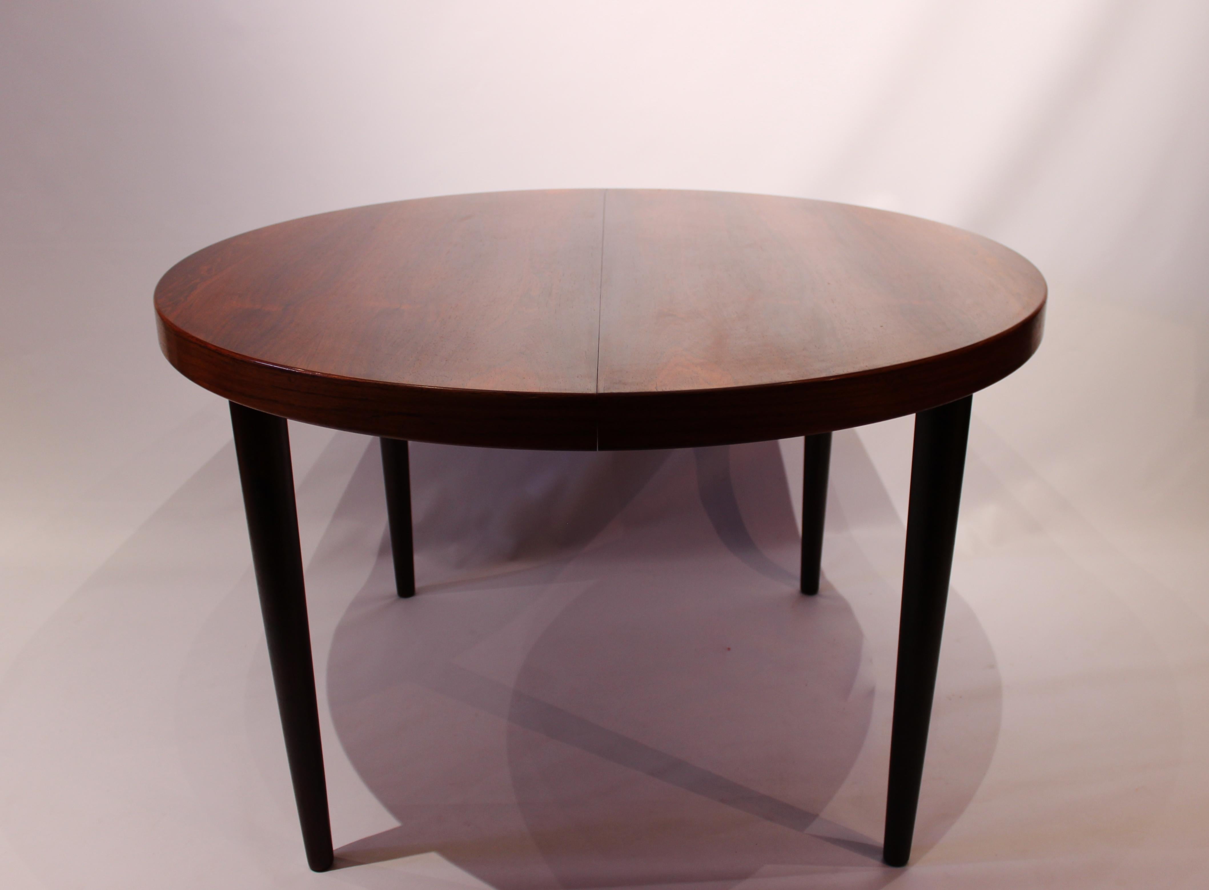 Mid-20th Century Dining Table with Two Extensions in Rosewood Designed by Omann Junior, 1960s For Sale
