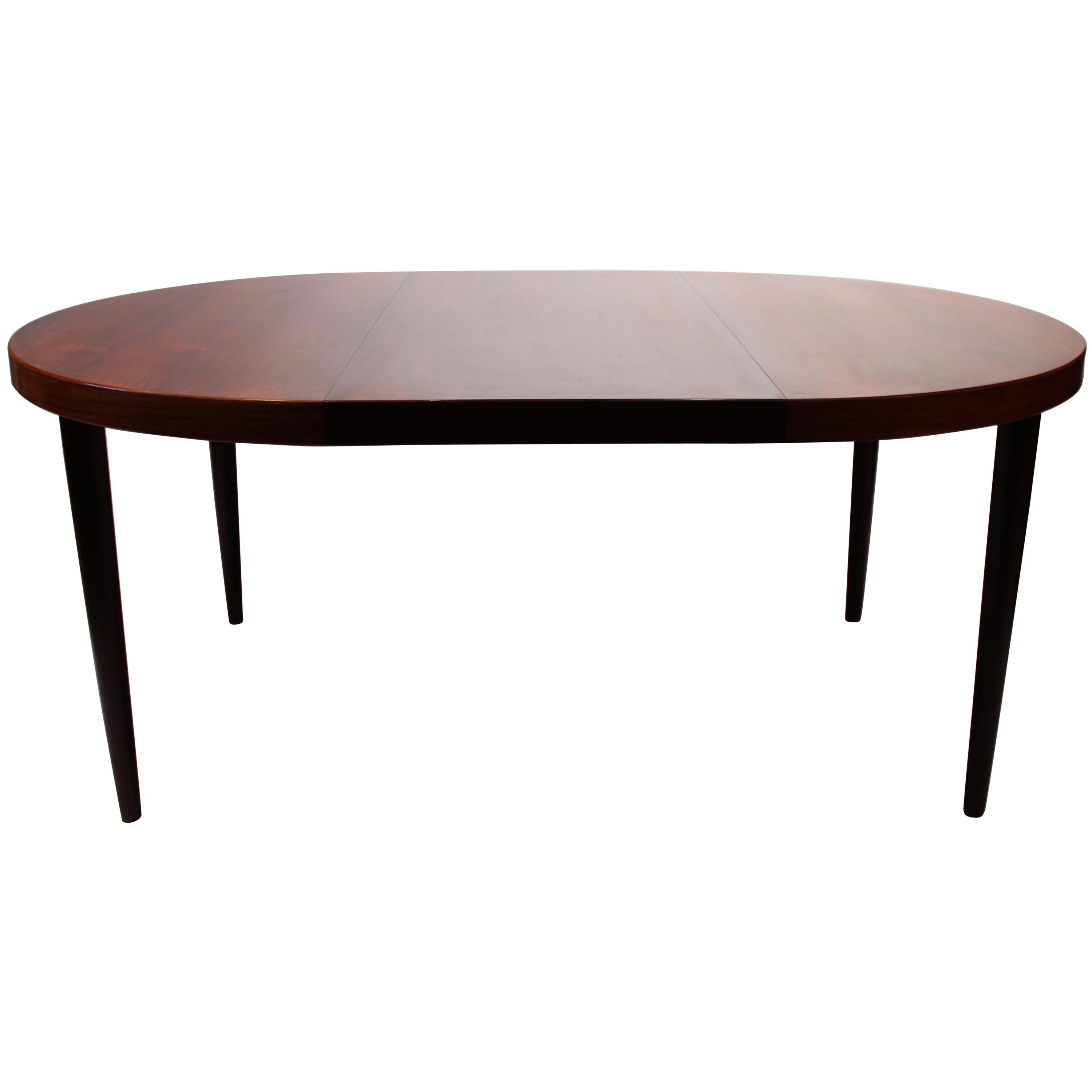 Dining Table with Two Extensions in Rosewood Designed by Omann Junior, 1960s