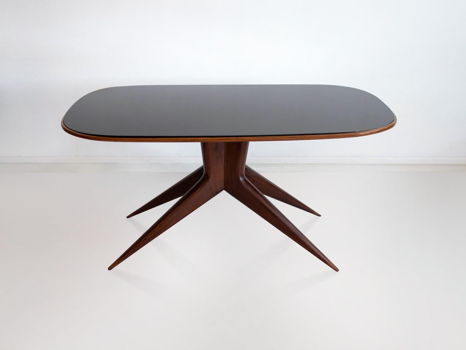 Dining Table with Wooden Structure and Tinted Glass Top 5