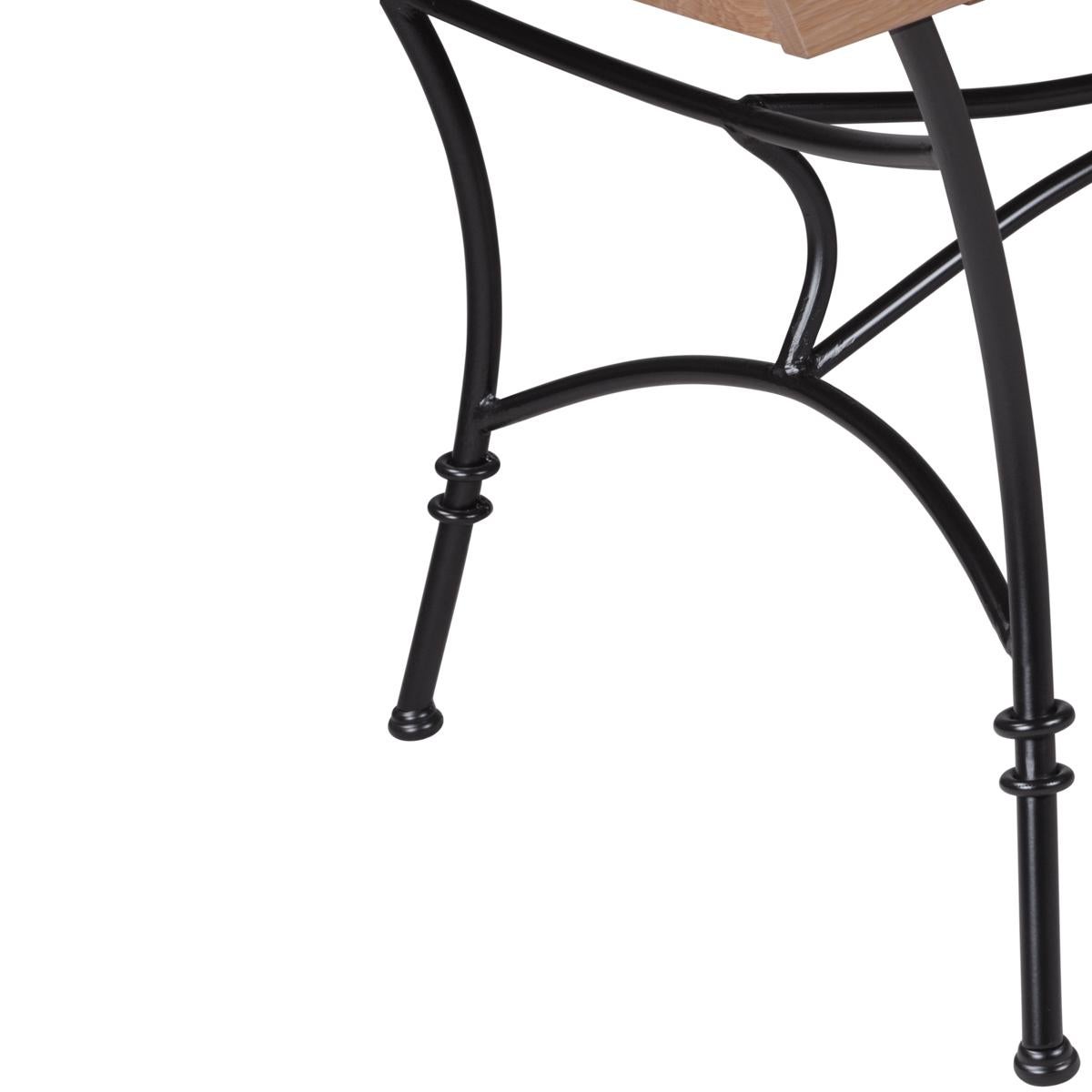 Mesa de hierro forjado con tablero de roble macizo y extensiones en venta 2