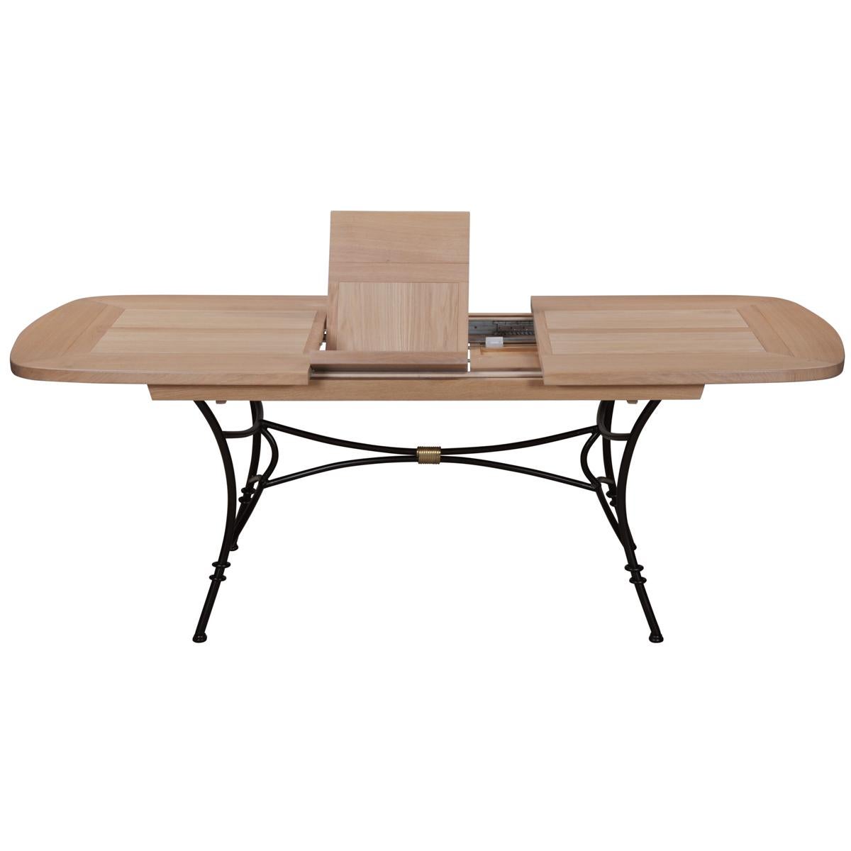Mesa de hierro forjado con tablero de roble macizo y extensiones Siglo XXI y contemporáneo en venta
