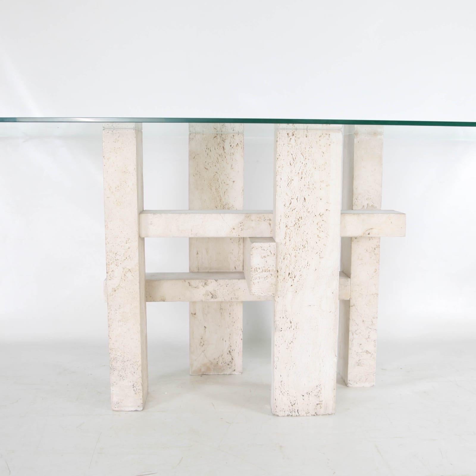 Table de salle à manger en travertin de Willy BALLEZ Bon état - En vente à Isle Sur Sorgue, FR