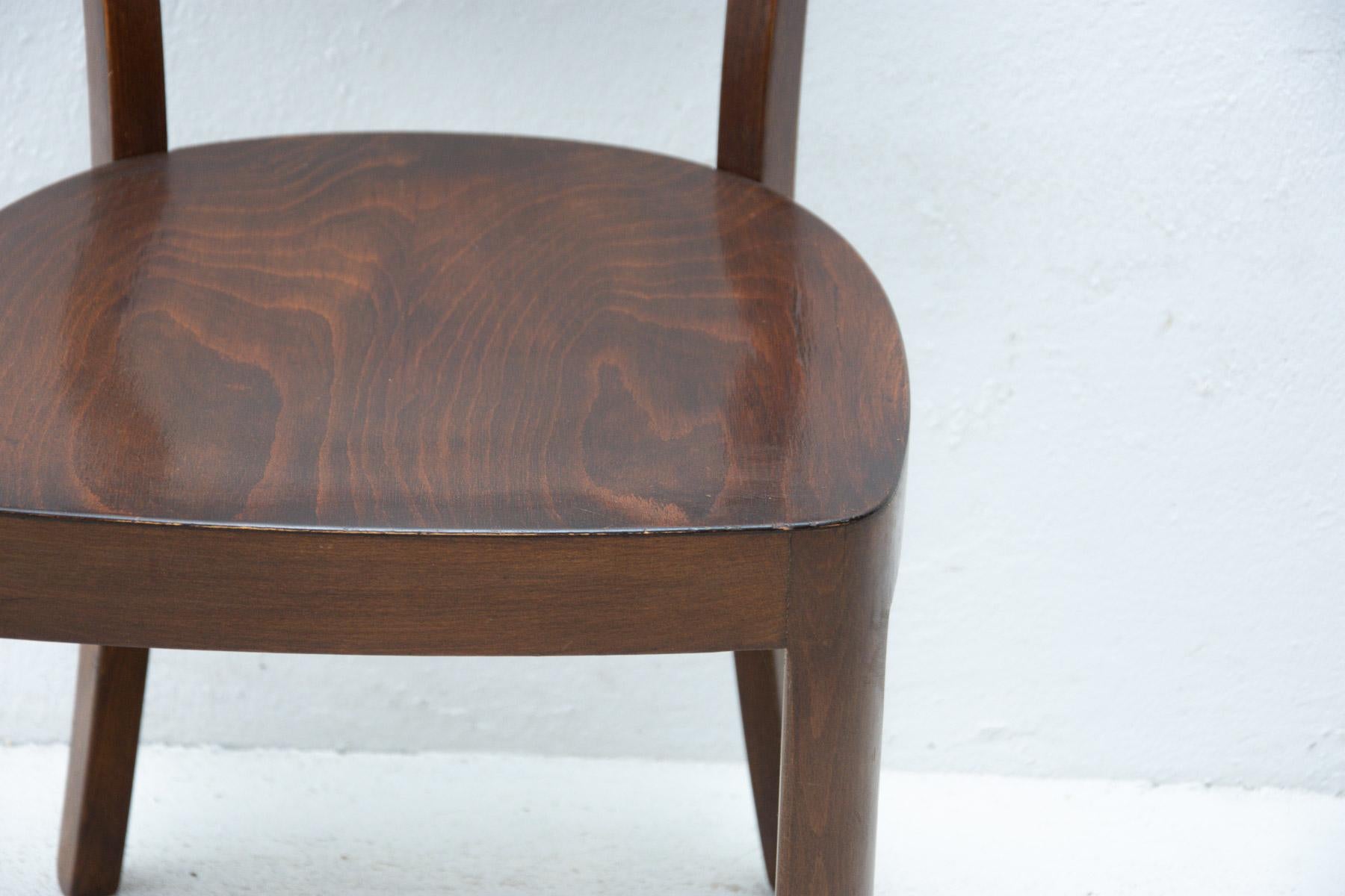 Dining Walnut Chairs by Ton, Czechoslovakia, 1950s, Set of 3 3