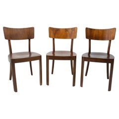 Dining Walnut Chairs by Ton, Czechoslovakia, 1950s, Set of 3