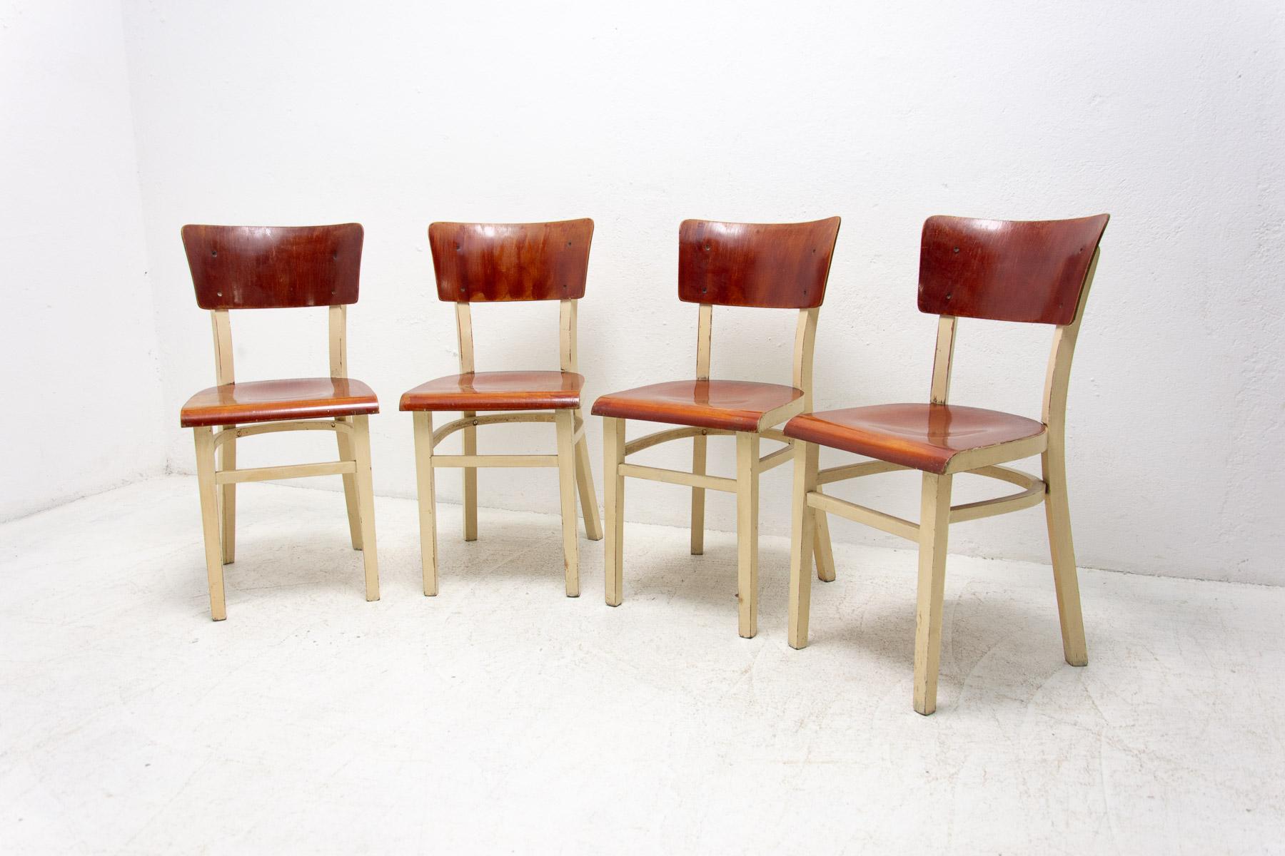 20th Century Dining Wooden Chairs, Czechoslovakia, 1950´s, Set of 4