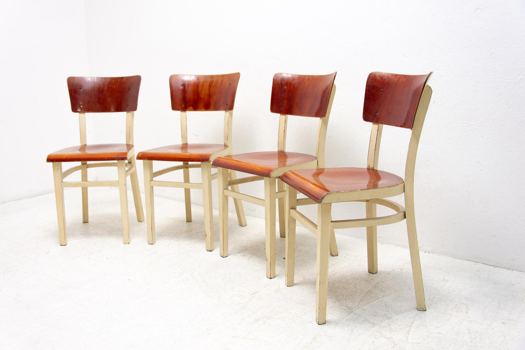 Dining Wooden Chairs, Czechoslovakia, 1950´s, Set of 4 2