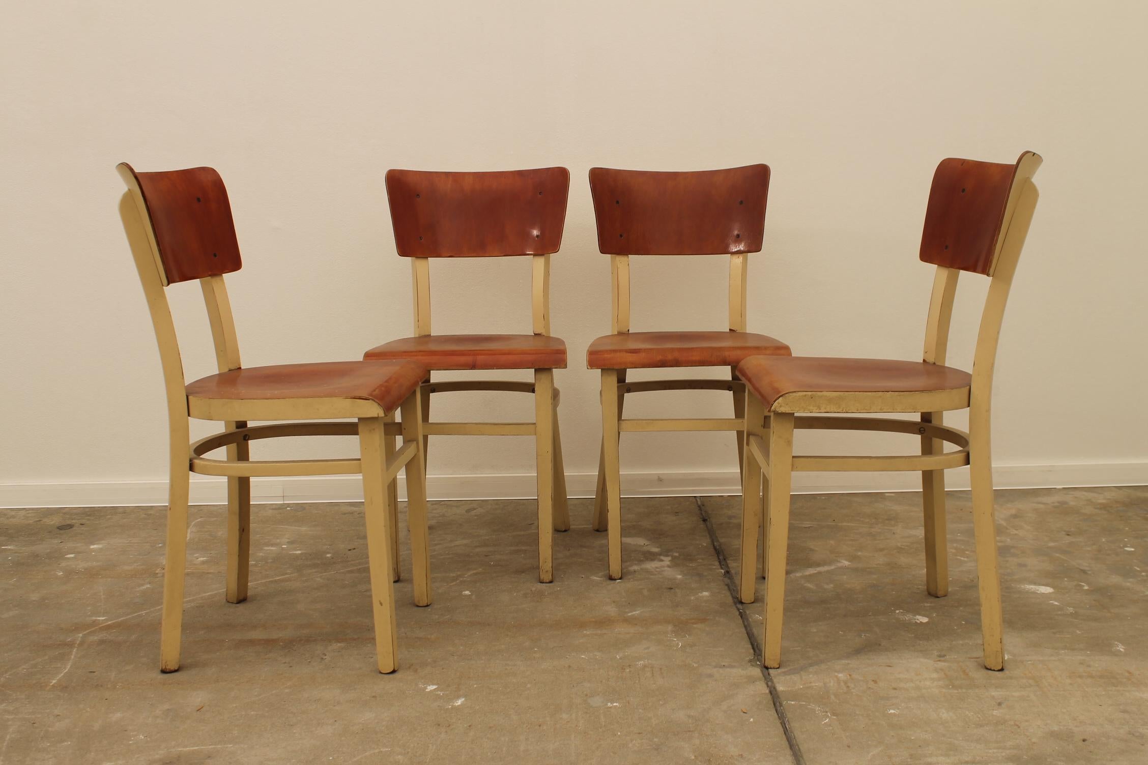 Dining Wooden Chairs, Czechoslovakia, 1950s, Set of 4 2