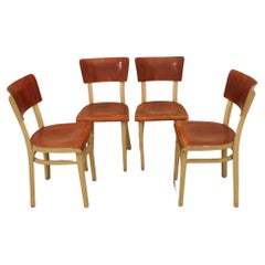Dining Wooden Chairs, Czechoslovakia, 1950s, Set of 4