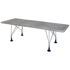 Dining Work Table with Perforated Aluminum Top and Herman Miller Adjustable Legs Dining Work Table with Perforated Aluminum Top and Herman Miller Adjustable Legs