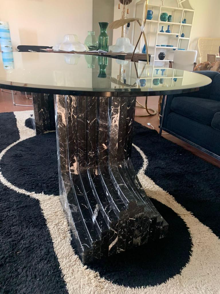 Dinini Table by Carlo Scarpa in Black Marble and Crystal Glass  In Good Condition For Sale In Byron Bay, NSW