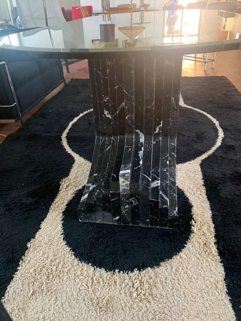 Dinini Table by Carlo Scarpa in Black Marble and Crystal Glass  For Sale 1