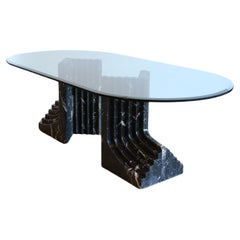 Dinini Table by Carlo Scarpa in Black Marble and Crystal Glass