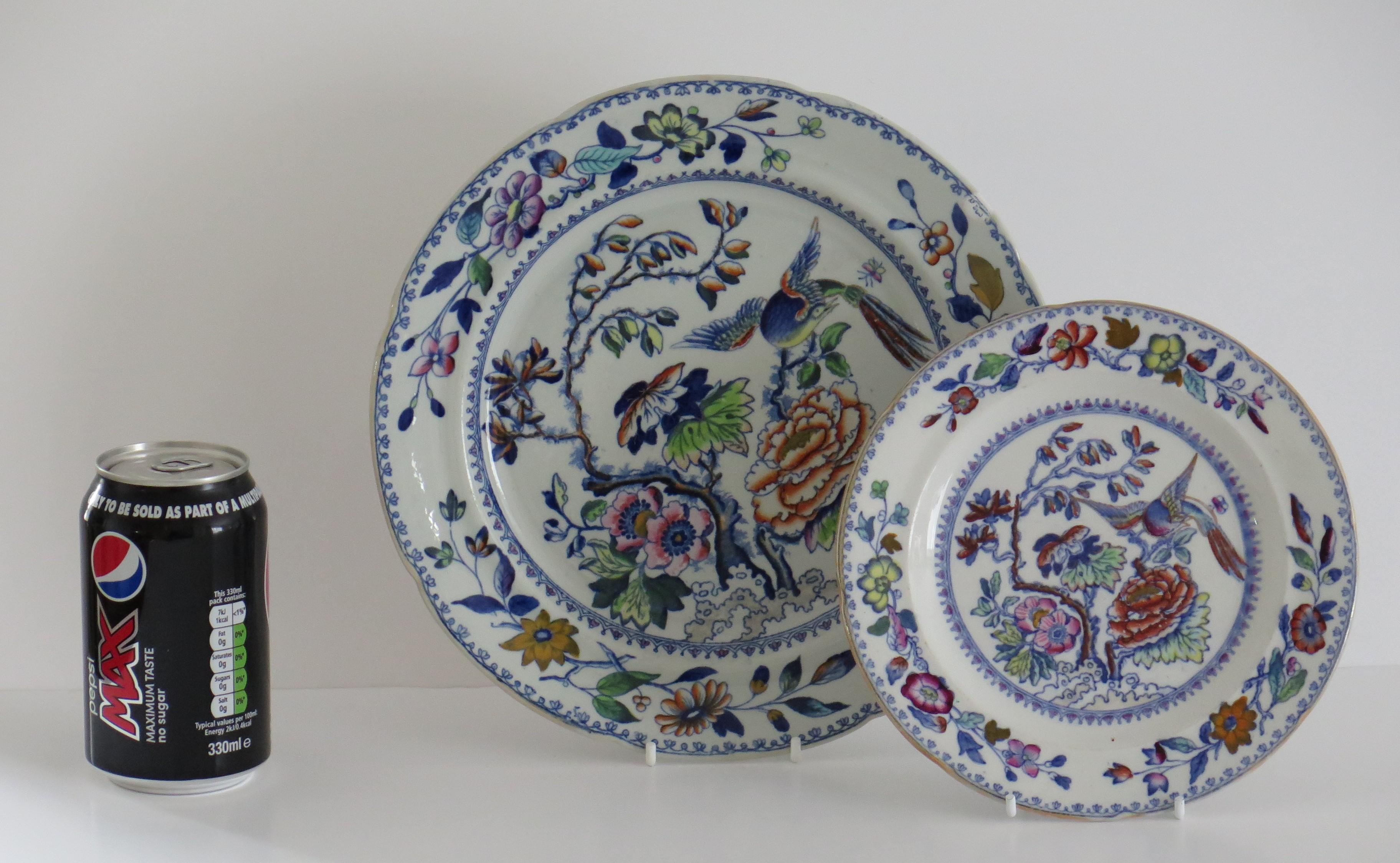 Chinoiseries Assiette plate et assiette latérale en pierre de fer anglaise en forme d'oiseau volant, 19ème siècle en vente