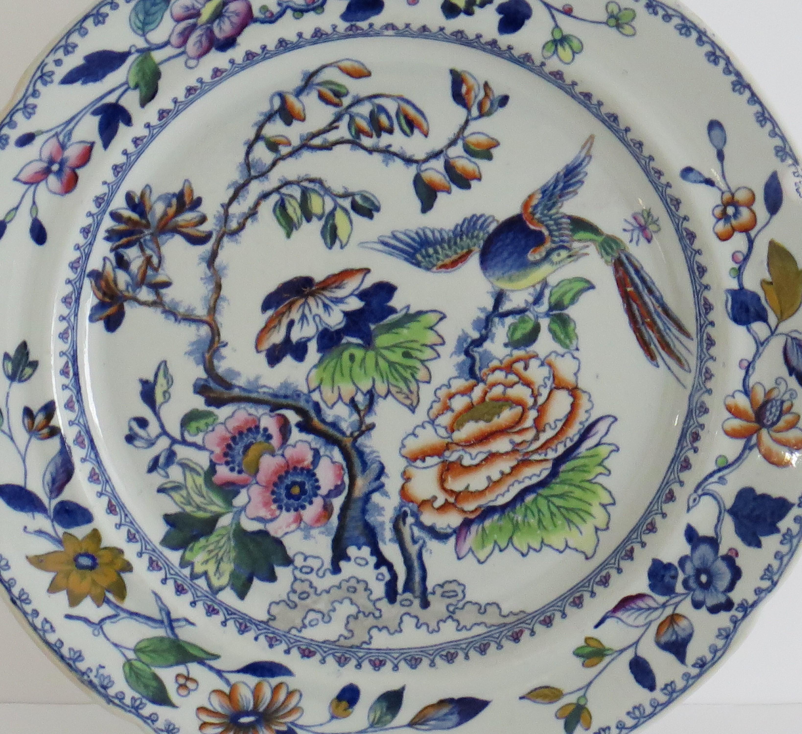 Dinner and Side Plate English Ironstone in Flying Bird Ptn, 19th Century In Good Condition For Sale In Lincoln, Lincolnshire