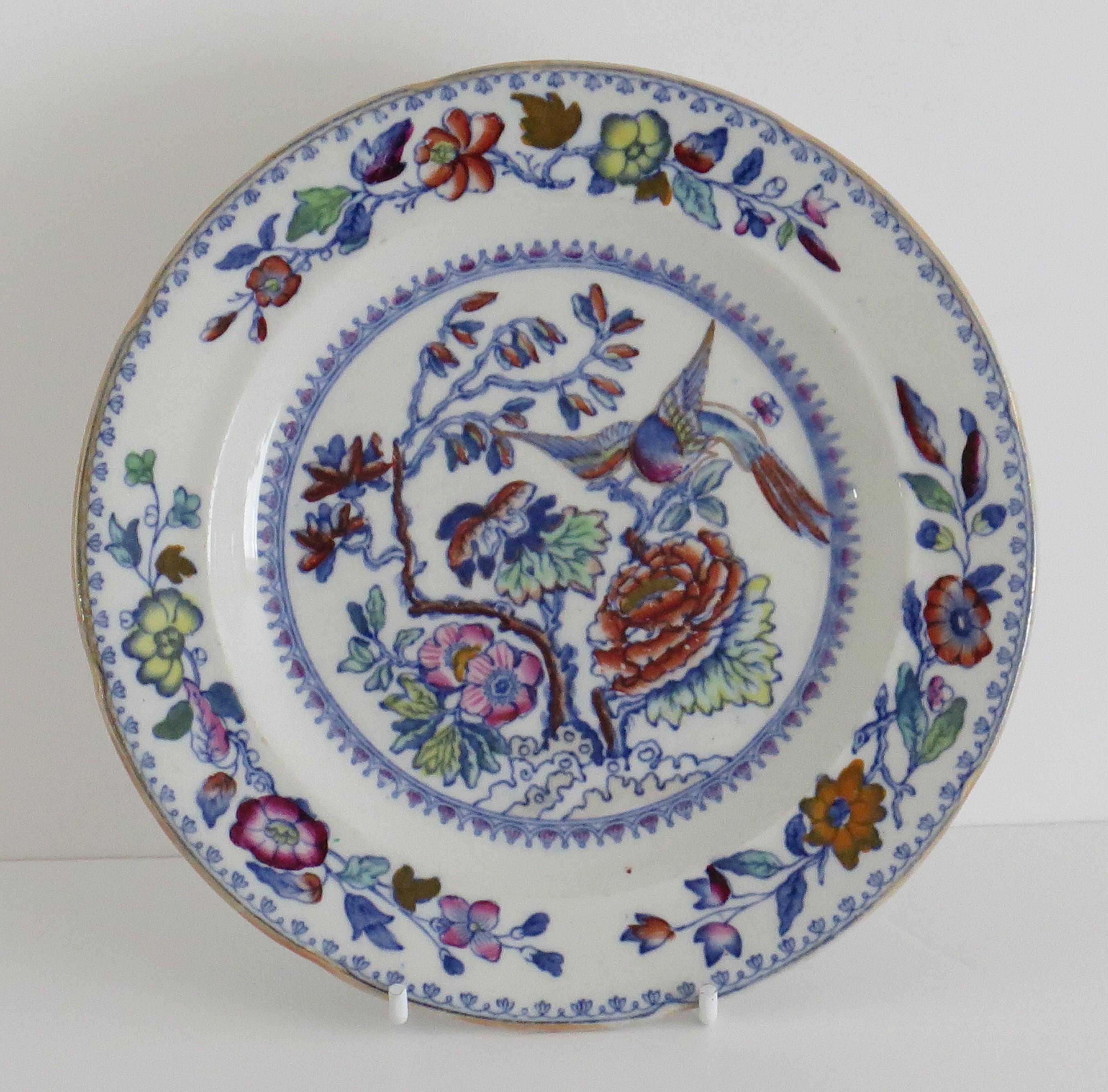 Dinner and Side Plate English Ironstone in Flying Bird Ptn, 19th Century For Sale 1