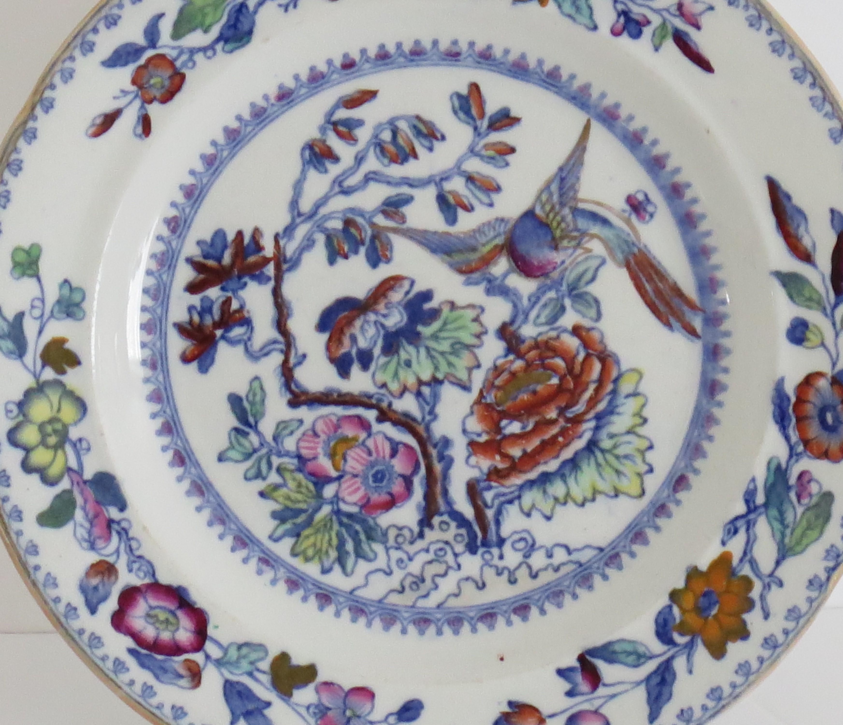 Assiette plate et assiette latérale en pierre de fer anglaise en forme d'oiseau volant, 19ème siècle en vente 1