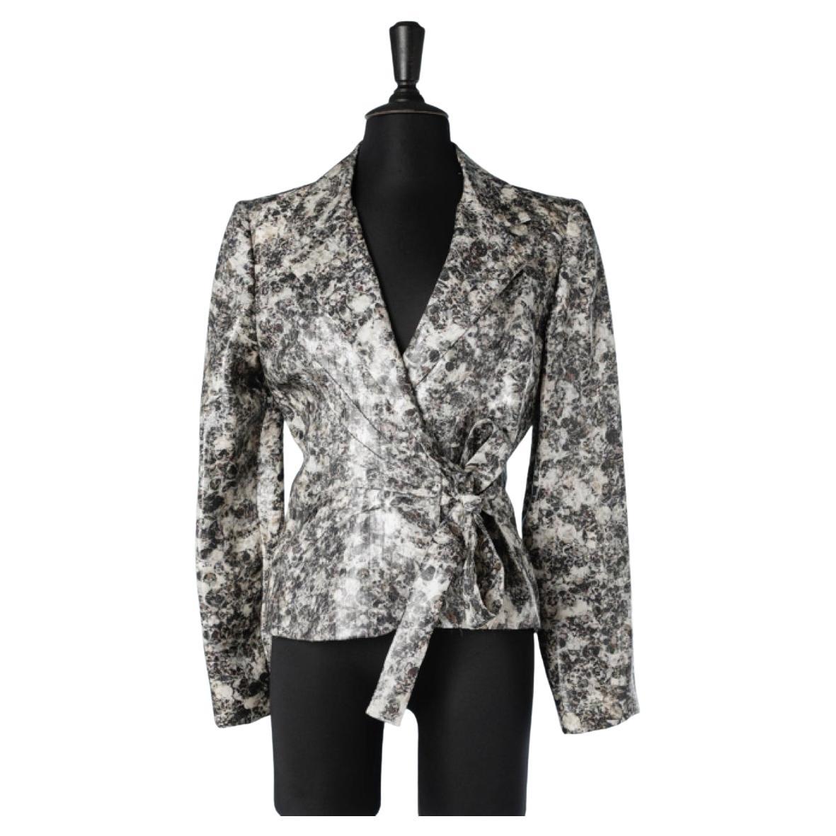 Dinner jacket in printed lamé with bow André Laug  For Sale