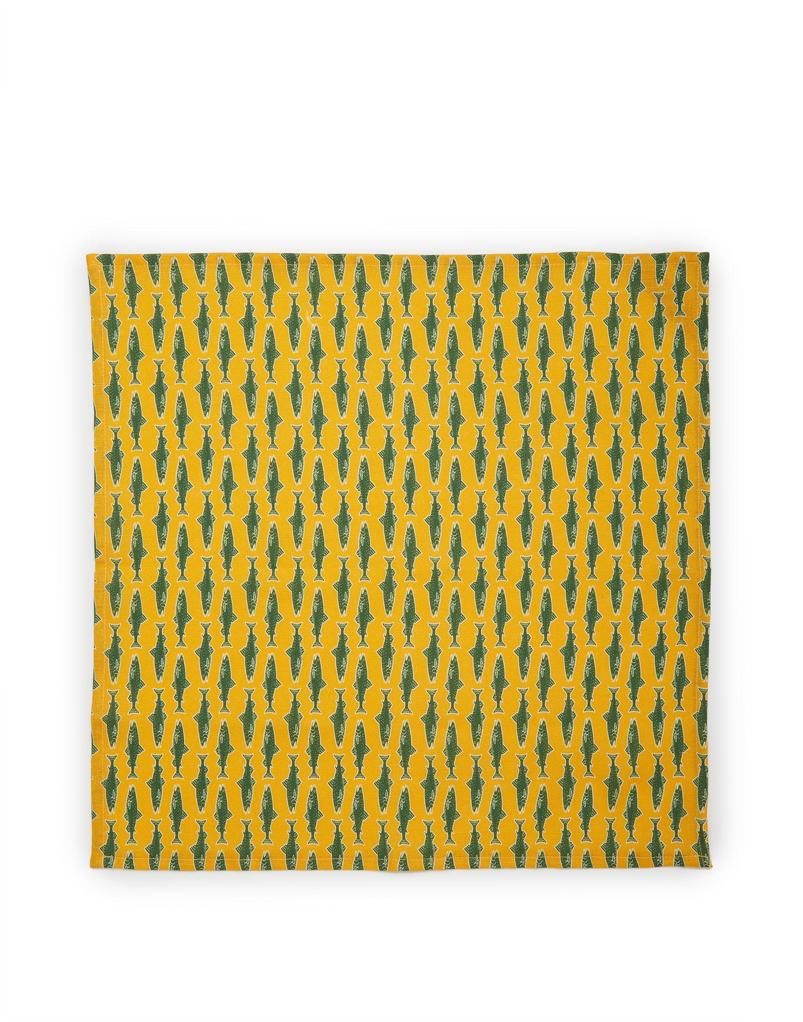 Dinner Napkins Set of 2 Como Fish Yellow Small, 100% Linen, by La DoubleJ, Italy In New Condition In Milano, Lombardia