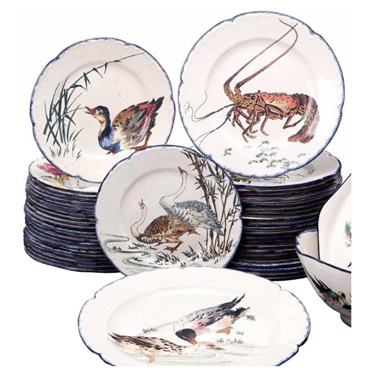 Peint à la main Assiette de table pour L'Escalier de Cristal, 19e « Grands Oiseaux » en vente