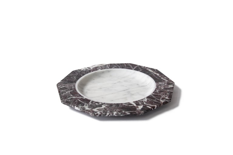 Hand-Crafted Dinner Plate in Satin Black Marquina Marble For Sale