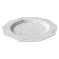 Handgefertigter Essteller aus satiniertem weißem Carrara-Marmor