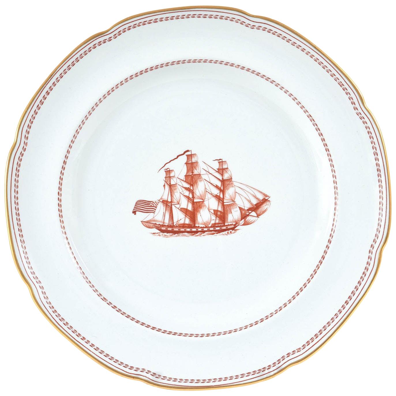 Dinner Plate in Spode Tradewinds in Red, Gold Trimmed, Vintage, circa 1960s