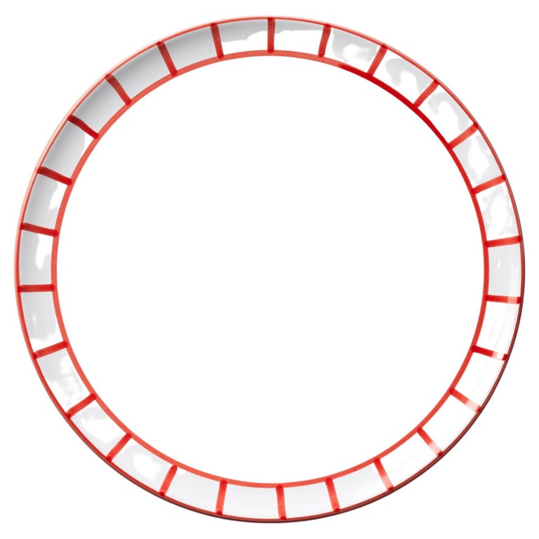 Red Border Plate Dinner Plate, Lobster Red Fence Jore Copenhagen For Sale at 1stDibs
