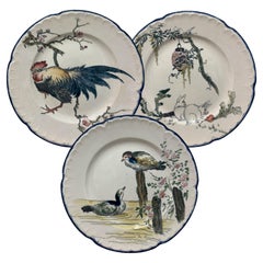 Antique Dinner plates Choisy-le-Roi for L'Escalier de Cristal, 19th "Grands Oiseaux"