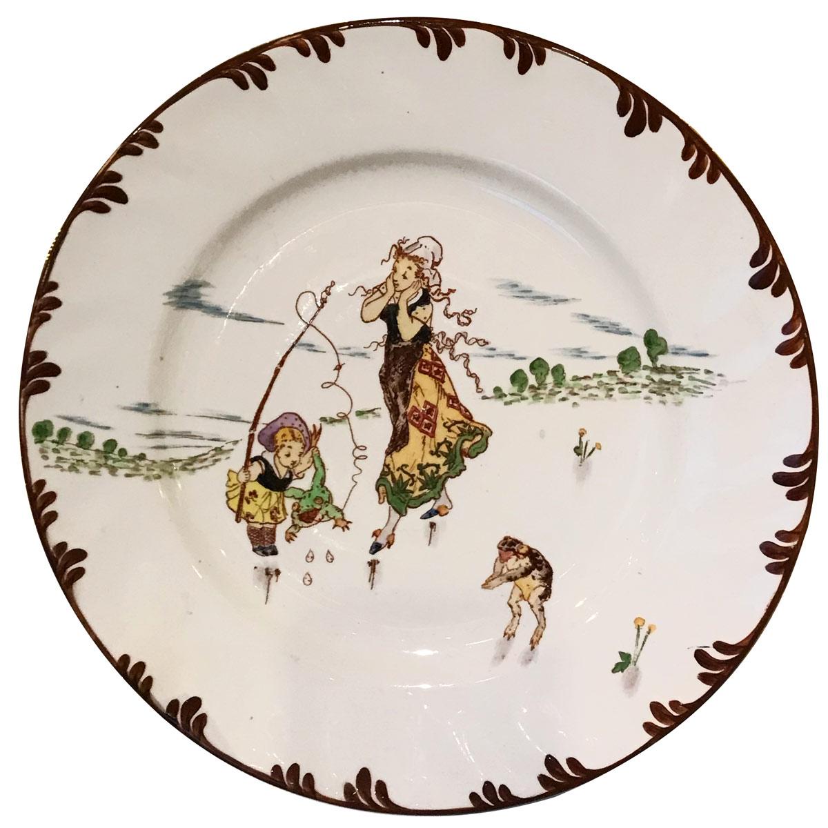 Platos pintados a mano por Froment-Richard para Creil & Montereau hacia 1880 Romántico en venta