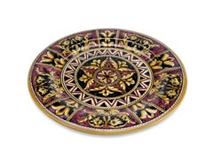 Dinner Plates Set Four Charger Platters Serveware Majolica Ceramic Purple Italy