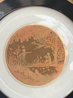 Dinner Plates with Gold and Cobalt Rim