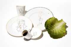 Dinner Porcelain Gold Plate, Parisian Style "Piano"