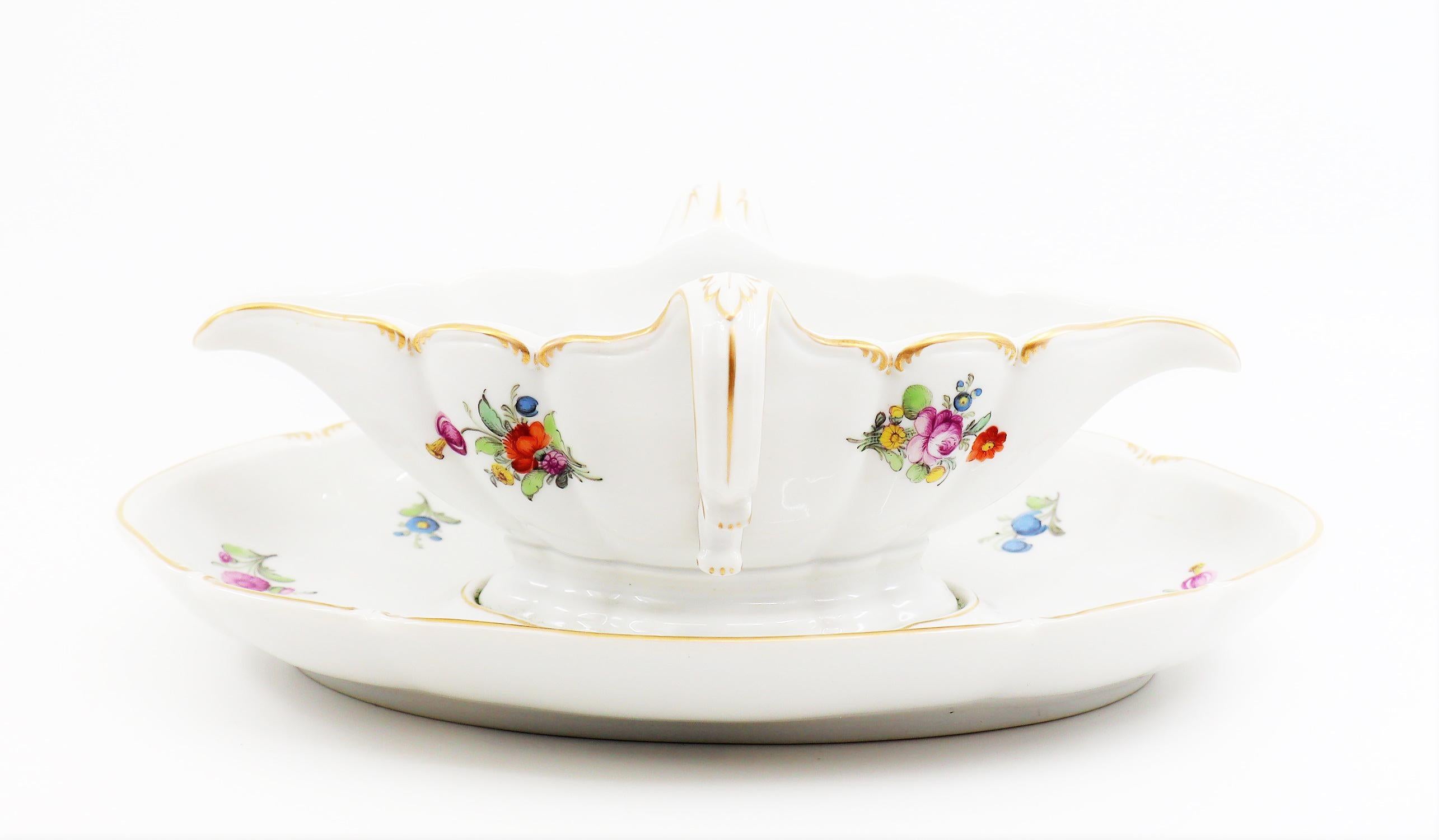 Dinner Service, 19th Century Porcelain, German, Hand Painted with Flowers Décor 7