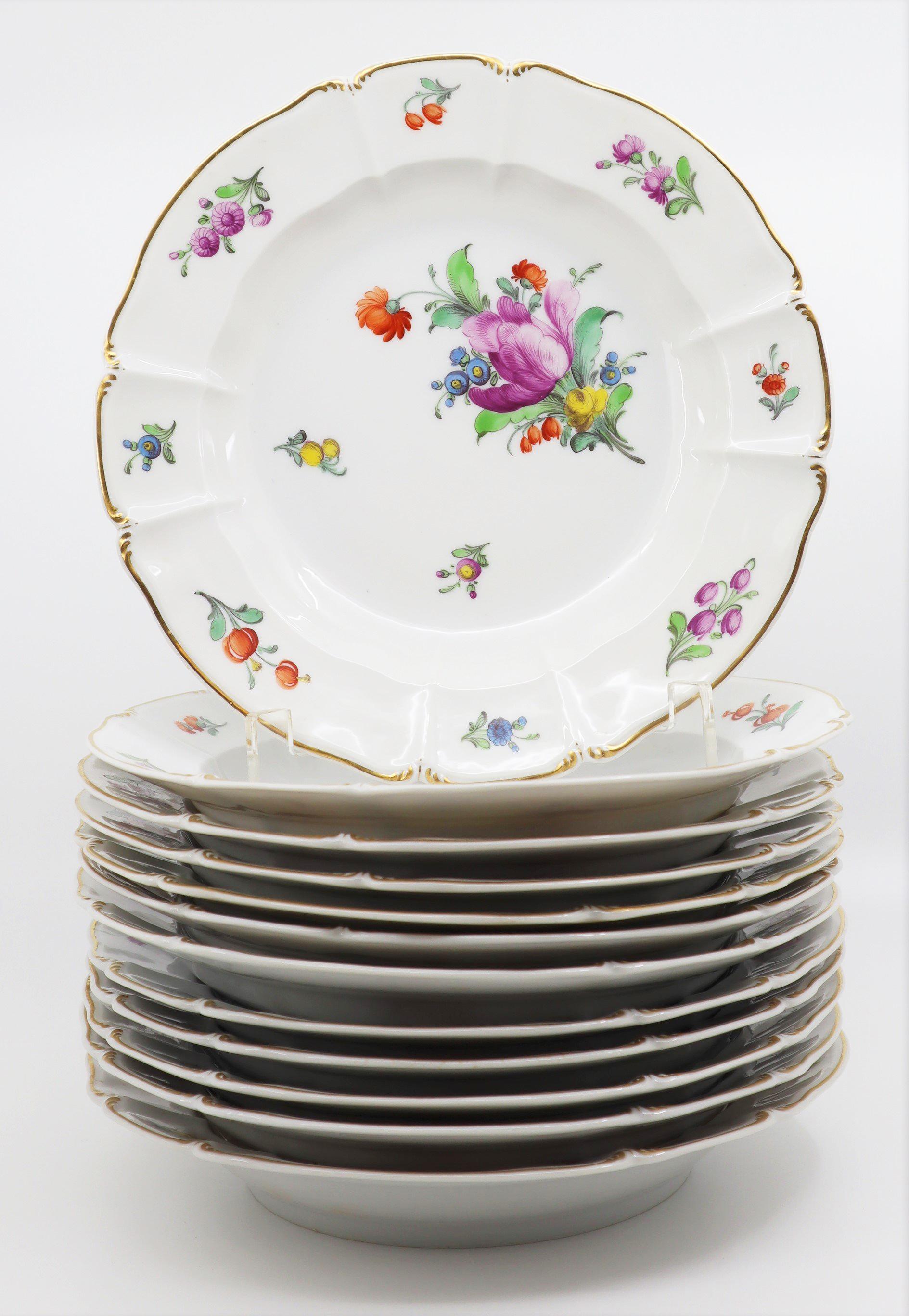 Dinner Service, 19th Century Porcelain, German, Hand Painted with Flowers Décor 9