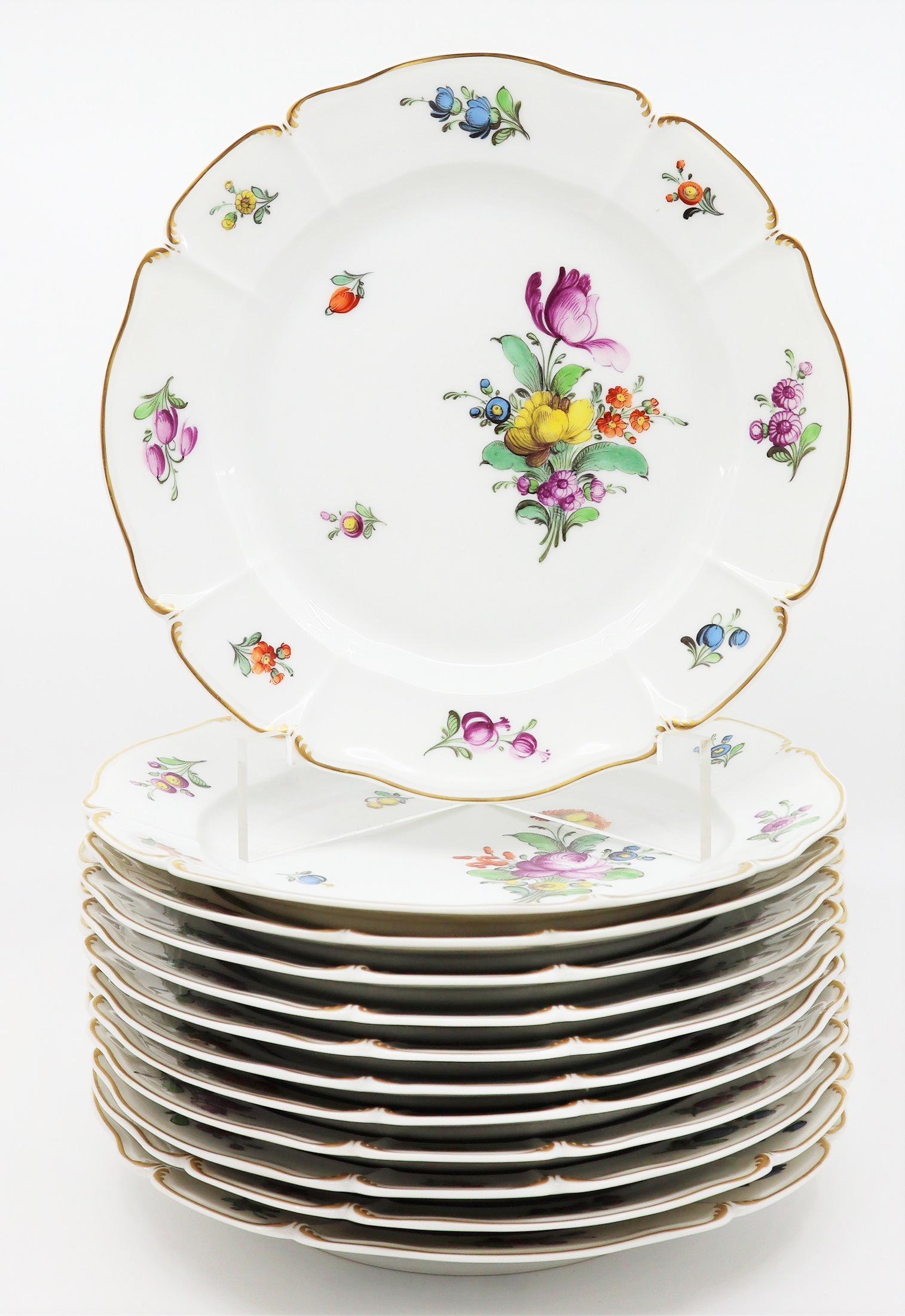 Dinner Service, 19th Century Porcelain, German, Hand Painted with Flowers Décor 11