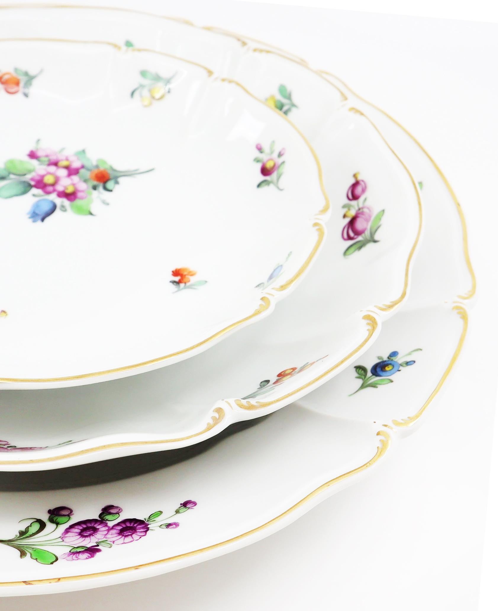 Dinner Service, 19th Century Porcelain, German, Hand Painted with Flowers Décor 1