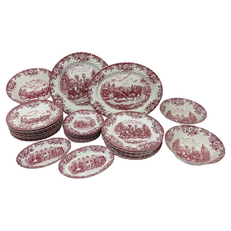 Dinner Service Set by Johnson Brothers, England "Coaching Scenes" For