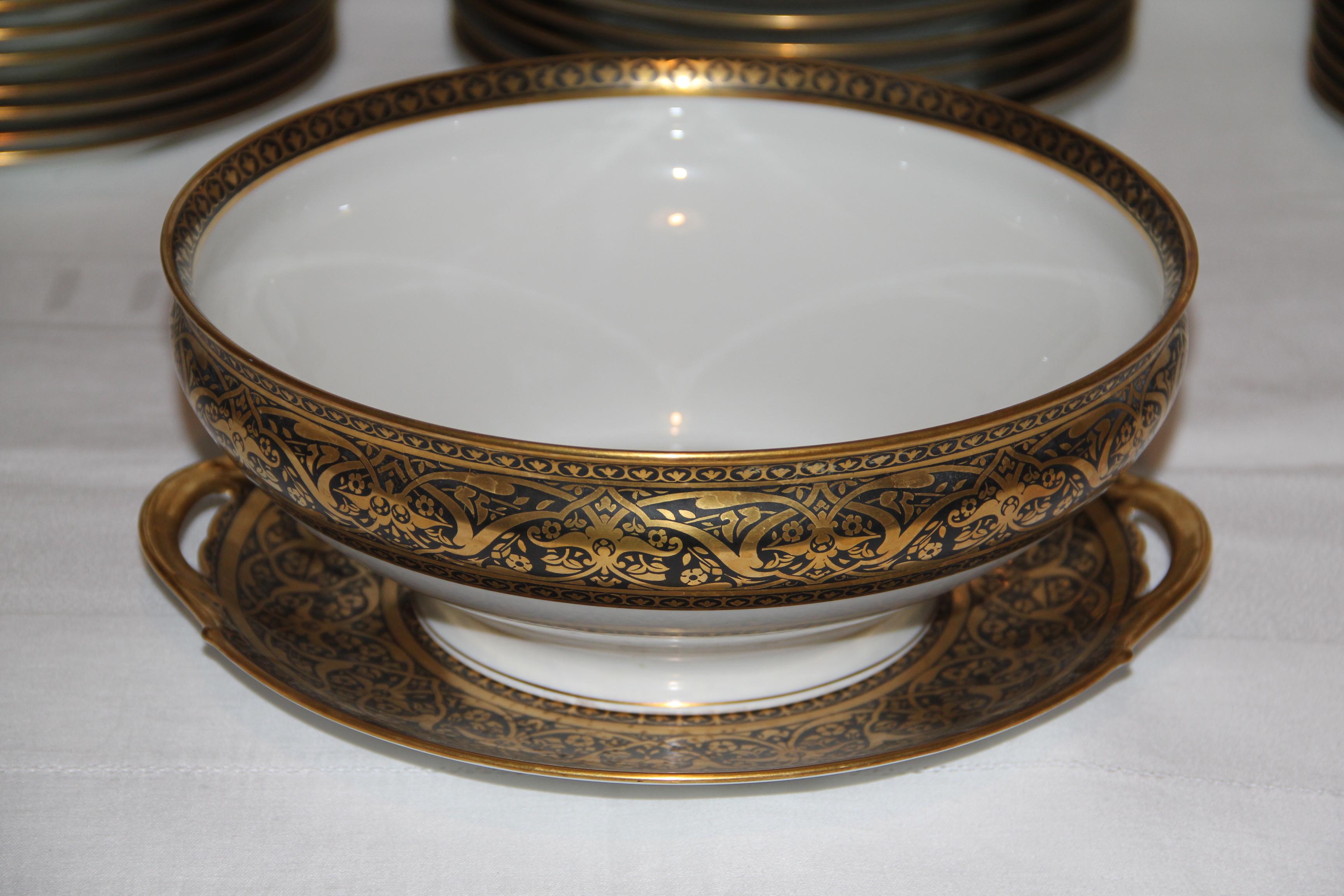French Dinner Service Signed F Legrand Limoges, 1920 For Sale