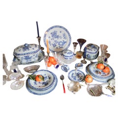 SET DA CENA Antico cinese in porcellana del 18° secolo, periodo Kangxi/Yongzheng, blu e bianco