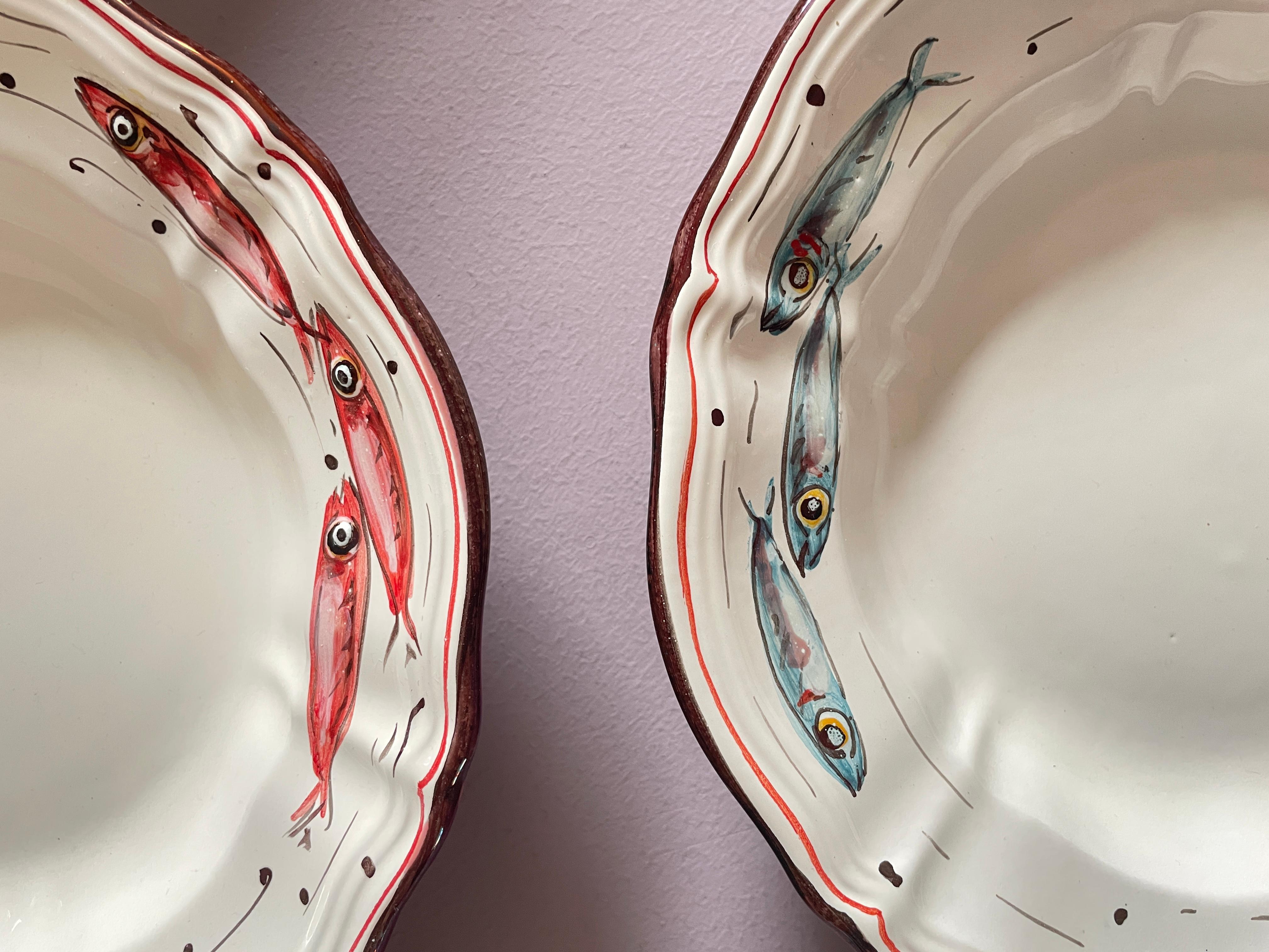 Dipinto a mano Set da pranzo per 6 persone  (12 pezzi) di Bottega Vignoli Maiolica italiana dipinta a mano in vendita