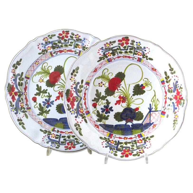 Dinner set for 6  (12 pieces)  Hand Painted  Italian Faience Garofano Faenza For Sale