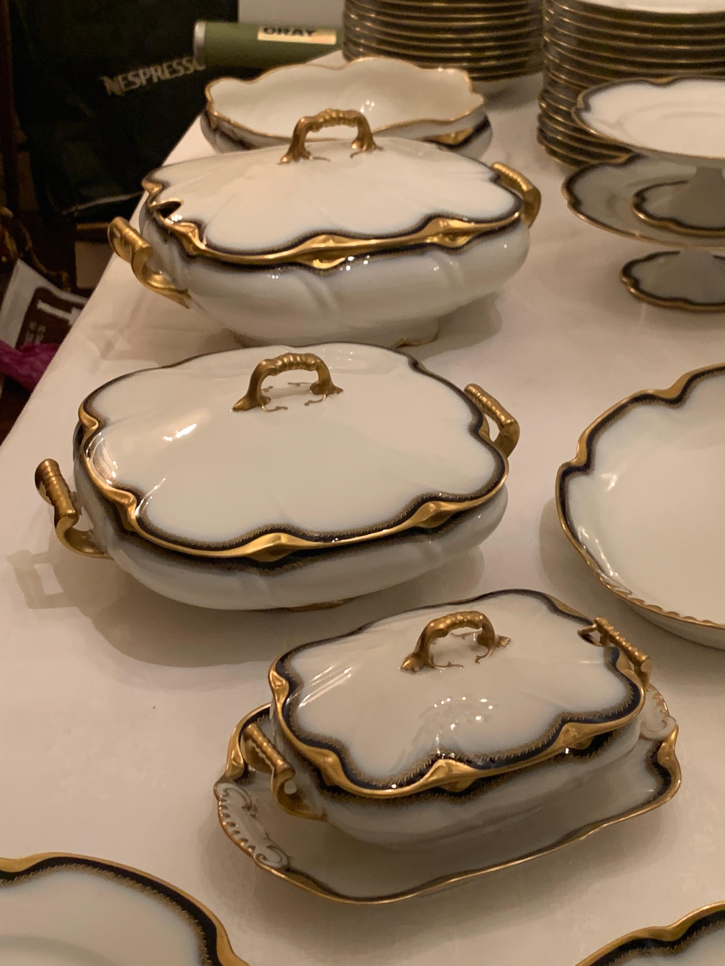 Napoleon III Dinner set limoges porcelain by Theodore Haviland For Sale