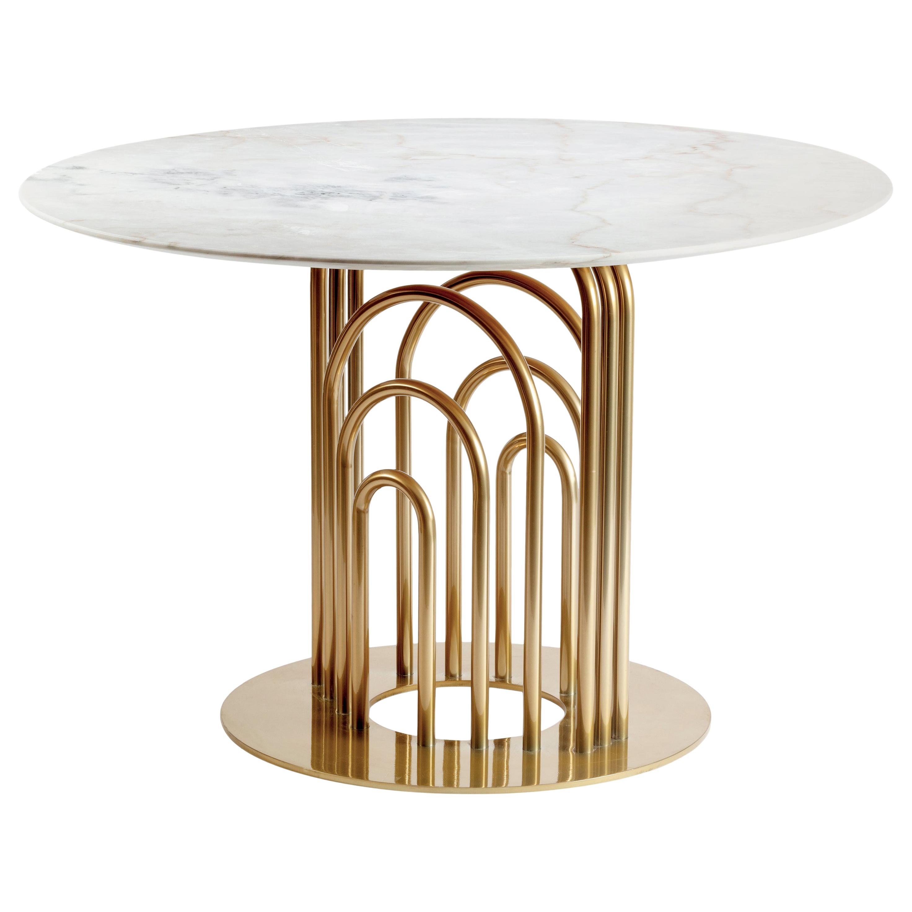 Mesa de comedor de latón y mármol Bara 150cm Ø