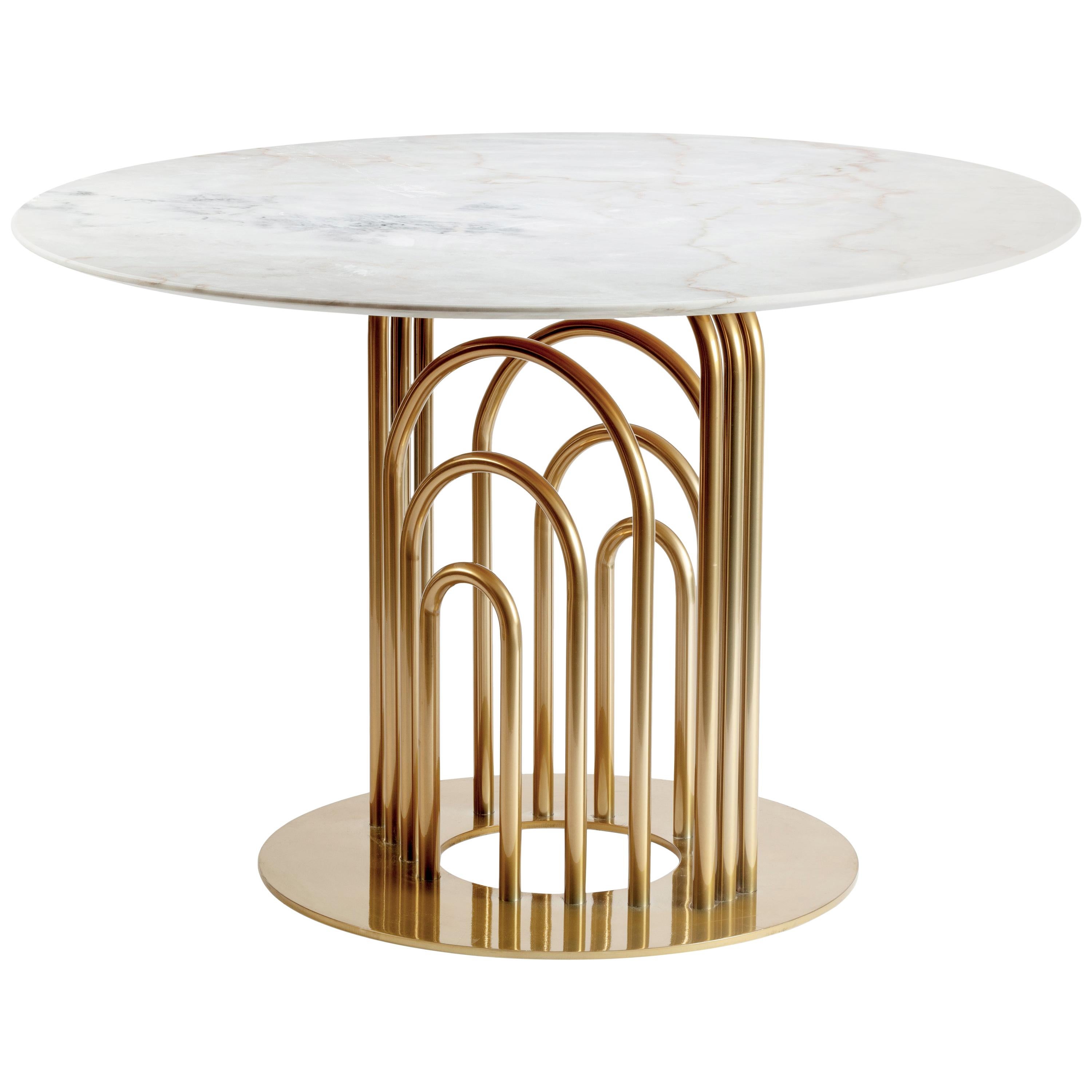 Tavolo da pranzo in ottone e marmo Bara 120cm Ø